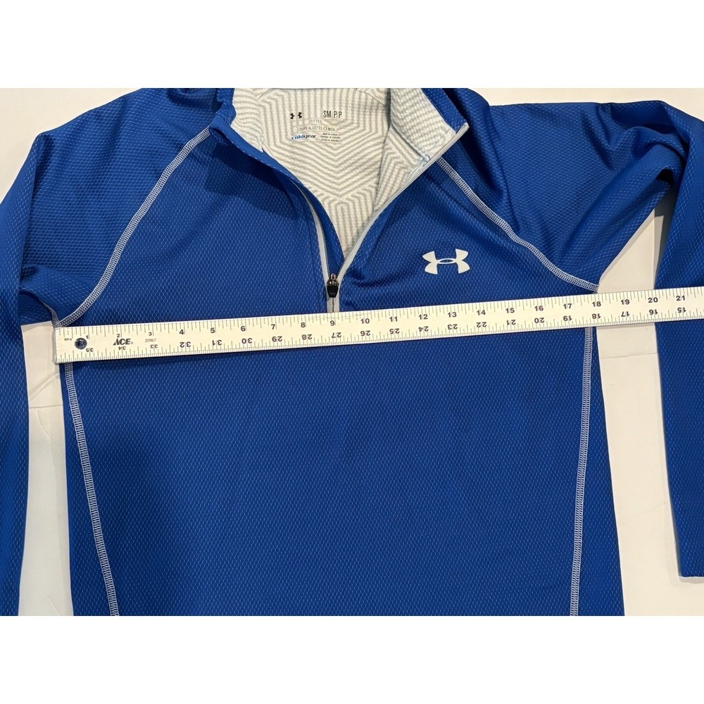 Under Armour ColdGear Mens Small Blue Fitted 1/4 Zip Long Sleeve Training Top - Picture 7 of 12